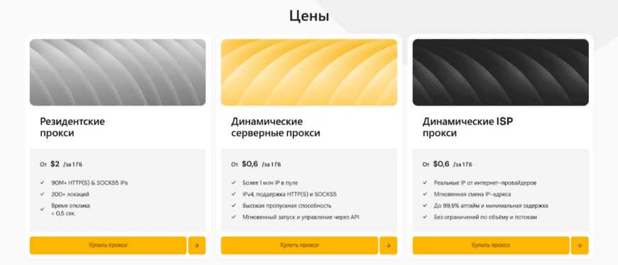 Цены MangoProxy